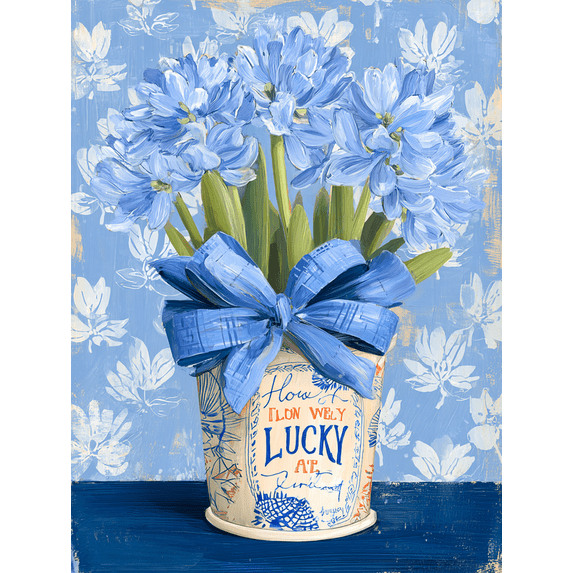 UXIEQU Blue Hyacinth Flower Pot Canvas Wall Art Print 15.75x11.81 Inches