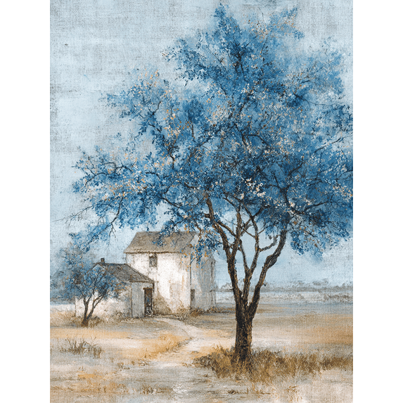 UXIEQU Blue Tree Farmhouse Canvas Wall Art 15.75x11.81 Inches