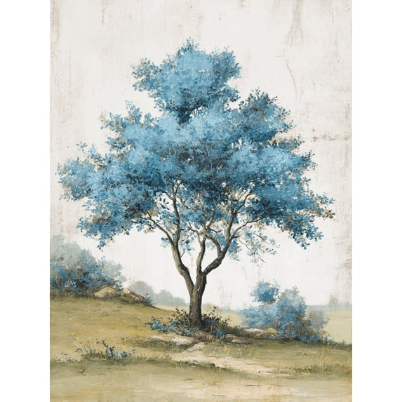 UXIEQU Blue Tree Landscape Canvas Wall Art 15.75x11.81 Inches