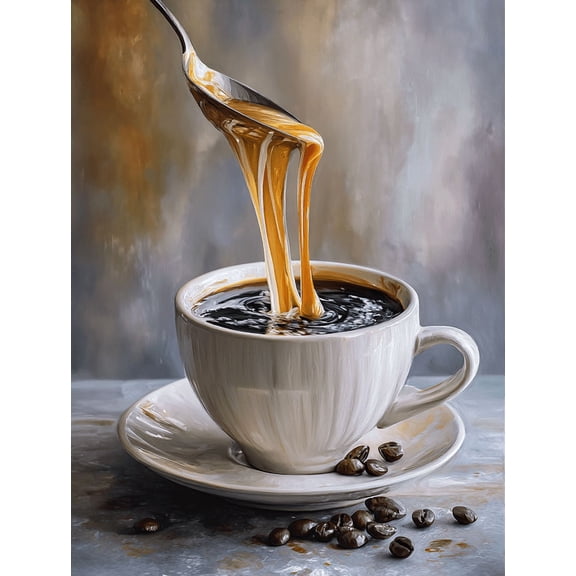 UXIEQU Caramel Coffee Drizzle Canvas Wall Art 15.75x11.81 Inches