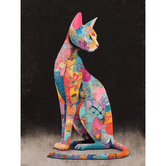 UXIEQU Colorful Cat Canvas Wall Art 15.75x11.81 Inches