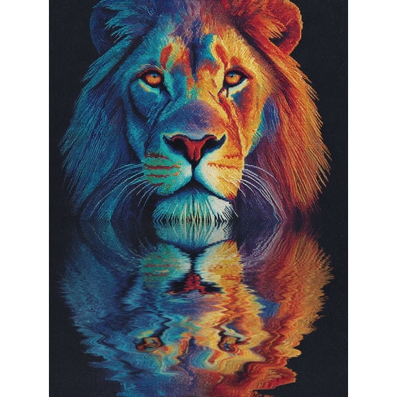 UXIEQU Colorful Lion Reflection Canvas Wall Art Print 15.75x11.81 Inches