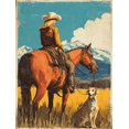 thumbnail image 1 of UXIEQU Cowboy Horse Dog Western Canvas Wall Art 15.75x11.81 Inches, 1 of 8