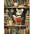 thumbnail image 1 of UXIEQU Cozy Reading Mouse in Library Canvas Wall Art 15.75x11.81 Inches, 1 of 8