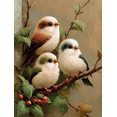 thumbnail image 1 of UXIEQU Cute Bird Family Oil Painting Canvas Wall Art 15.75x11.81 Inches, 1 of 8