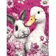 thumbnail image 1 of UXIEQU Cute Bunny And Duck Floral Canvas Wall Art Print 15.75x11.81 Inches, 1 of 8