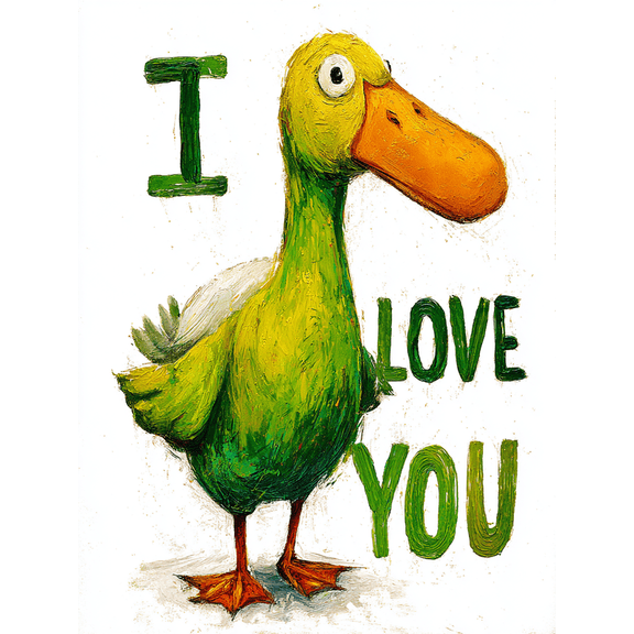 UXIEQU Cute Duck I Love You Canvas Wall Art Print 15.75x11.81 Inches