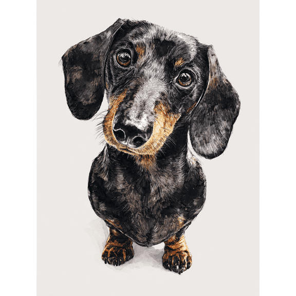 UXIEQU Dachshund Dog Watercolor Canvas Wall Art Print 15.75x11.81 Inches