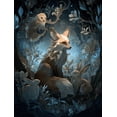 thumbnail image 1 of UXIEQU Enchanted Forest Fox Owl Rabbit Canvas Wall Art Print 15.75x11.81 Inches, 1 of 8
