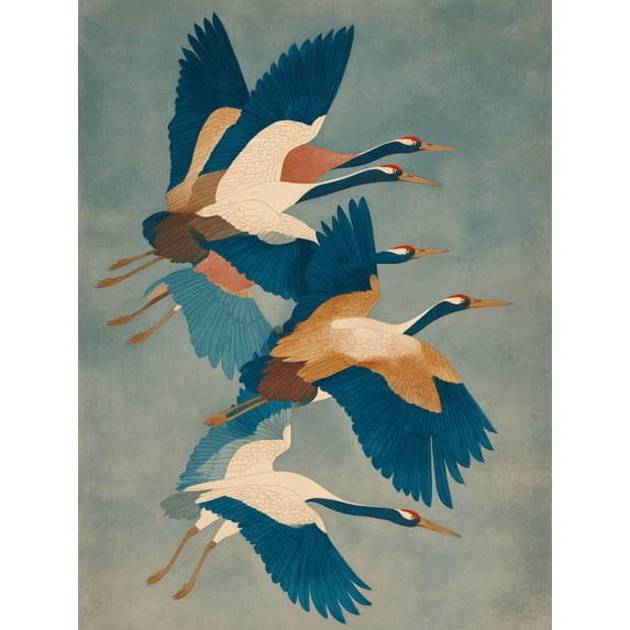 UXIEQU Flying Cranes Canvas Wall Art Print 15.75x11.81 Inches