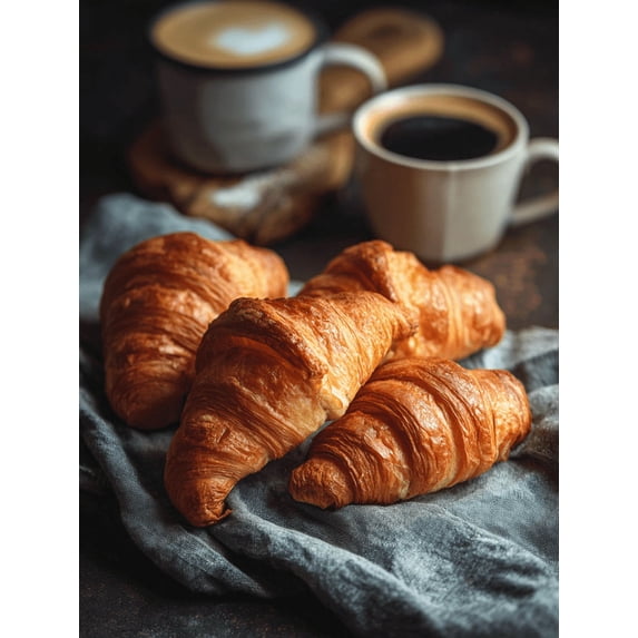 UXIEQU Fresh Croissants Coffee Canvas Wall Art Print 15.75x11.81 Inches