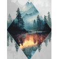 thumbnail image 1 of UXIEQU Geometric Mountain Forest Reflection Canvas Wall Art Print 15.75x11.81 Inches, 1 of 8