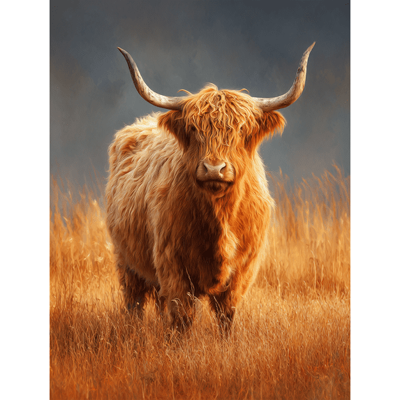 UXIEQU Highland Cow Canvas Wall Art Print 15.75x11.81 Inches