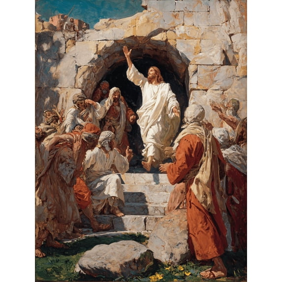 UXIEQU Jesus Resurrection Religious Canvas Wall Art Print 15.75x11.81 Inches