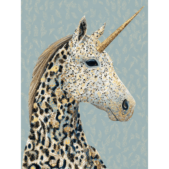 UXIEQU Leopard Glitter Unicorn Canvas Wall Art 15.75x11.81 Inches