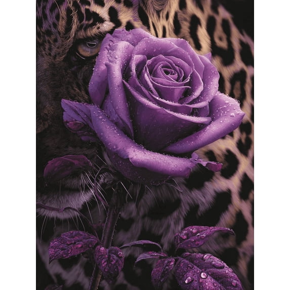 UXIEQU Leopard Rose Floral Canvas Wall Art Print 15.75x11.81 Inches