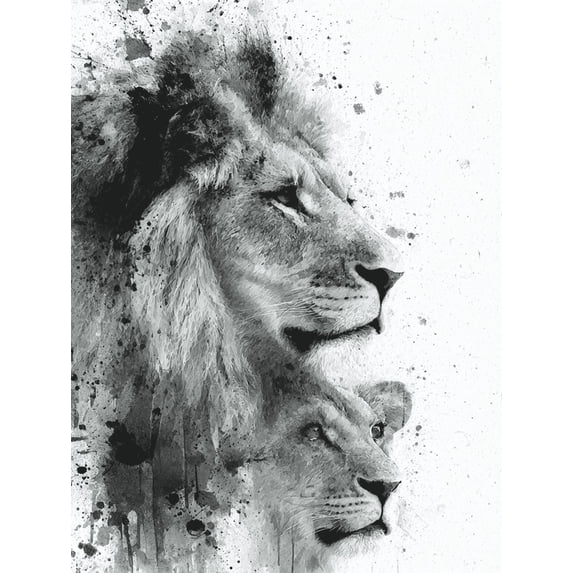 UXIEQU Lion Head Splash Art Canvas Wall Art Print 15.75x11.81 Inches