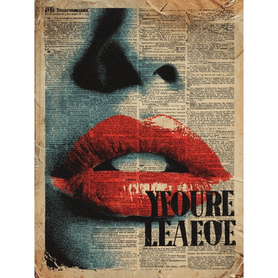 UXIEQU Lips Text Collage Canvas Wall Decor 15.75x11.81 Inches