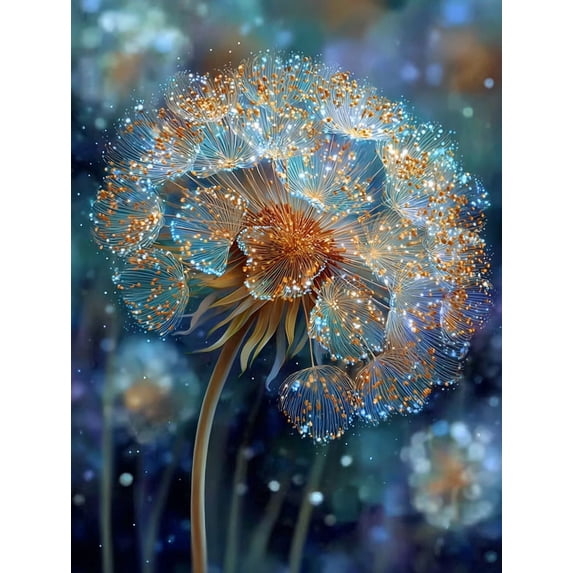 UXIEQU Magical Glowing Dandelion Canvas Wall Art Print 15.75x11.81 Inches