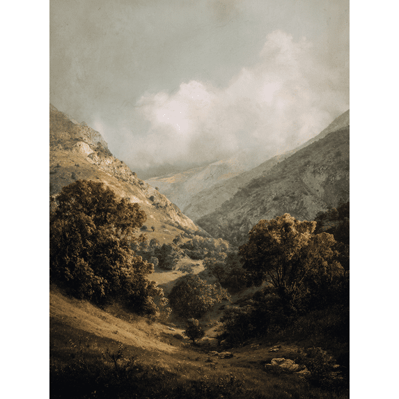 UXIEQU Mountain Valley Landscape Canvas Wall Art Print 15.75x11.81 Inches