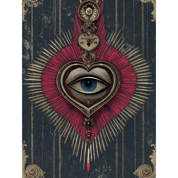 UXIEQU Mystical Eye Heart Canvas Wall Art 15.75x11.81 Inches
