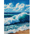 thumbnail image 1 of UXIEQU Ocean Wave Embroidery Canvas Wall Art 15.75x11.81 Inches, 1 of 8