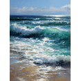 thumbnail image 1 of UXIEQU Ocean Wave Oil Painting Canvas Wall Art Print 15.75x11.81 Inches, 1 of 8