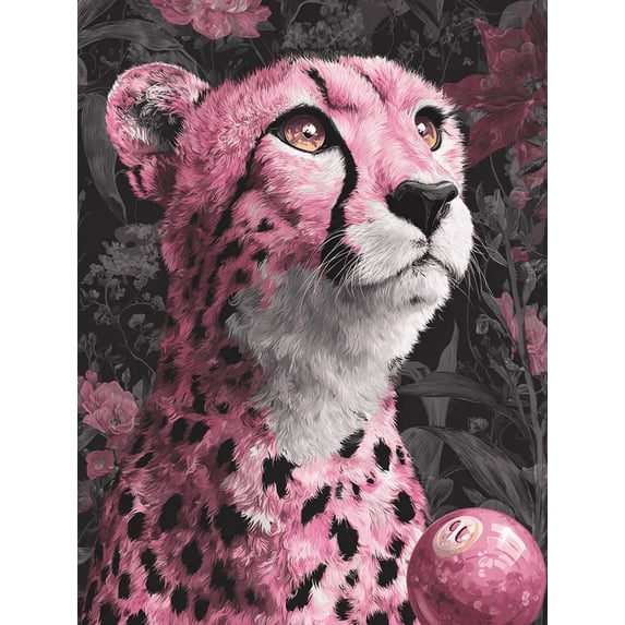 UXIEQU Pink Cheetah Floral Canvas Wall Art 15.75x11.81 Inches