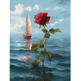thumbnail image 1 of UXIEQU Red Rose Sailboat Canvas Wall Art Print 15.75x11.81 Inches, 1 of 8