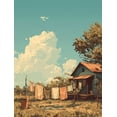 thumbnail image 1 of UXIEQU Rural Laundry Drying Scene Canvas Wall Art 15.75x11.81 Inches, 1 of 8