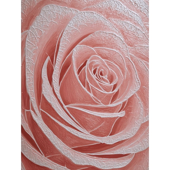UXIEQU Textured Rose Painting Canvas Wall Art Print 15.75x11.81 Inches