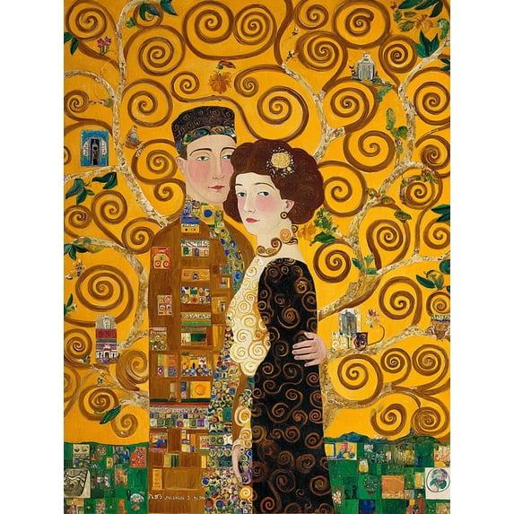 UXIEQU The Kiss Gustav Klimt Canvas Wall Art Print 15.75x11.81 Inches
