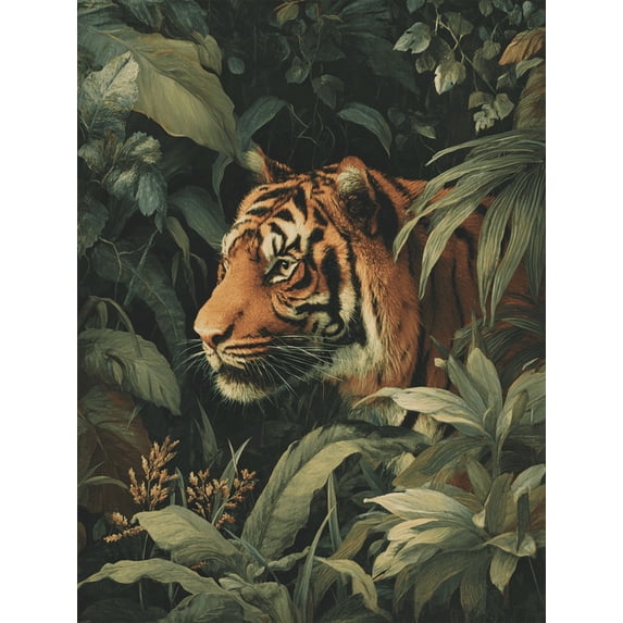 UXIEQU Tiger in Jungle Canvas Wall Art Print 15.75x11.81 Inches