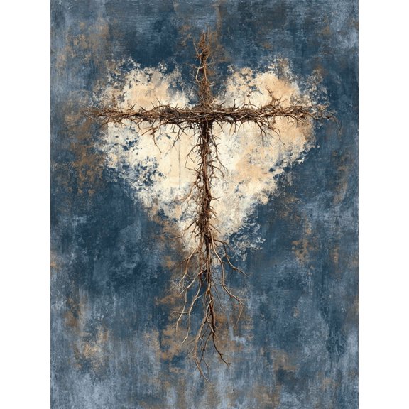 UXIEQU Tree Roots Cross Religious Canvas Wall Art 15.75x11.81 INCHES