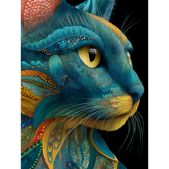 UXIEQU Tribal Cat Canvas Wall Art 15.75x11.81 Inches
