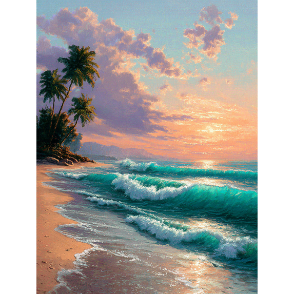 UXIEQU Tropical Beach Sunset Canvas Print 15.75x11.81 Inches