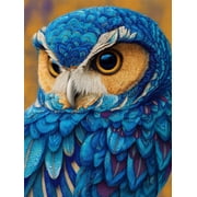 UXIEQU Vibrant Blue Owl Canvas Wall Art Print 15.75x11.81 Inches