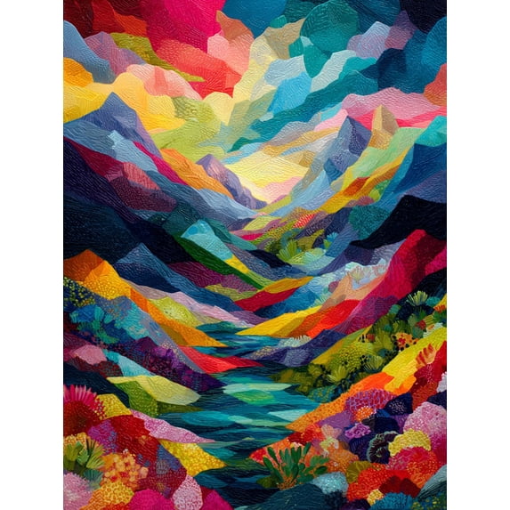 UXIEQU Vibrant Mountain Landscape Canvas Print 15.75x11.81 Inches