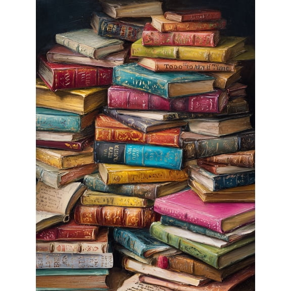 UXIEQU Vintage Books Canvas Wall Art Print 15.75x11.81 Inches