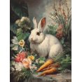 thumbnail image 1 of UXIEQU White Rabbit Carrots Floral Canvas Wall Art 15.75x11.81 Inches, 1 of 8