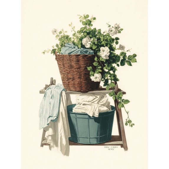 UXIEQU White Rose Laundry Basket Canvas Wall Art Print 15.75x11.81 Inches