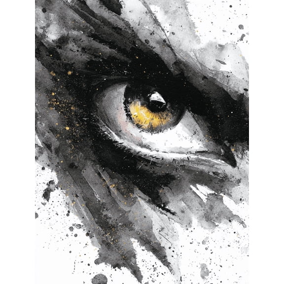 UXIEQU Wolf Eye Abstract Watercolor Canvas Print 15.75x11.81 Inches