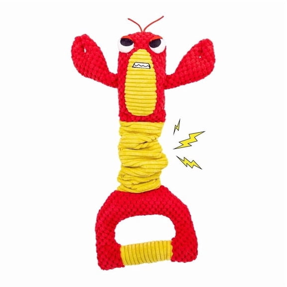 UXVA Durable Squeaky Lobster Dog Toy, Interactive Tug Pull Plush Chew Toy for Medium & Large Breed Dogs