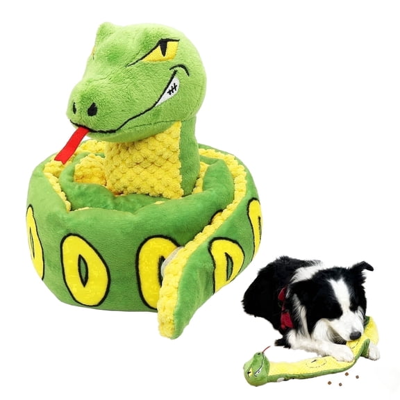 UXVA Snake Snuffle Dog Toy, Extendable Treat Dispensing Foraging Plush Toy with Built-in Squeaker, Pineapple Flannel Interactive Enrichment Chew Toy