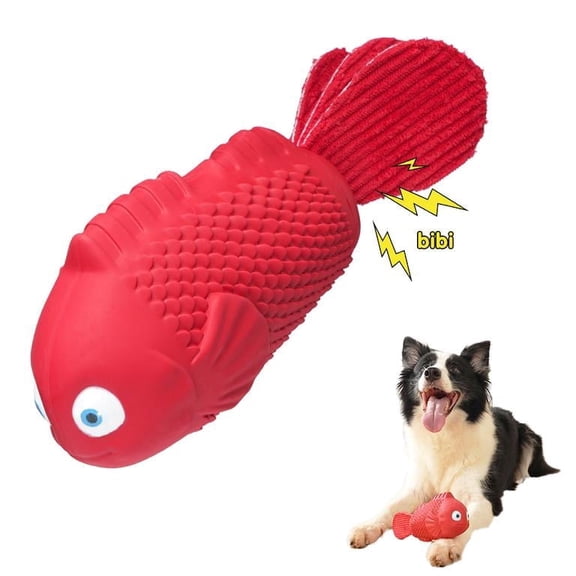 UXVA Squeaky Natural Rubber Fish Dog Chew Toy, Durable Teeth Cleaning Interactive Toy for Small Medium Large Dogs