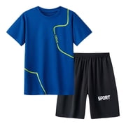 UXXY Boys Outfits Size 10-12 Youth Sets Clothes For Boys Boys Loose Athletic Short-Sleeve Shirt And Active Shorts Set 13-14 Years