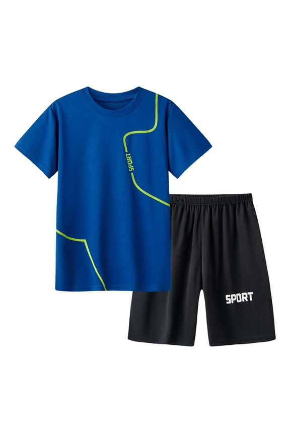 Boys Outfits Size 10-12 Youth Sets Clothes For Boys Boys Loose Athletic Short-Sleeve Shirt And Active Shorts Set 13-14 Years