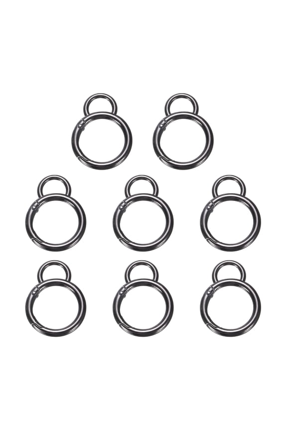 8pcs Spring O Ring Clip, Metal Spring Clasp Key Ring, Gourd-Shaped Keychain Snap Buckle Accessories for DIY Crafts, Gunmetal, Large