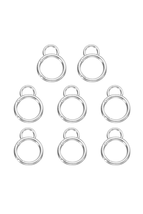 8pcs Spring O Ring Clip, Metal Spring Clasp Key Ring, Gourd-Shaped Keychain Snap Buckle Accessories for DIY Crafts, Silver, Large