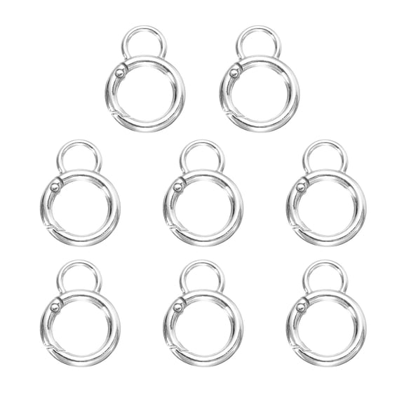 UXcell 8pcs Spring O Ring Clip, Metal Spring Clasp Key Ring, Gourd-Shaped Keychain Snap Buckle Accessories for DIY Crafts, Silver, Small